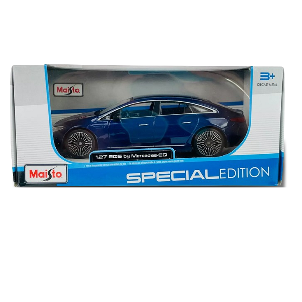 Mercedes EQS (V297), model 2022, albastru inchis metalizat, scara 1:27 - imagine 5